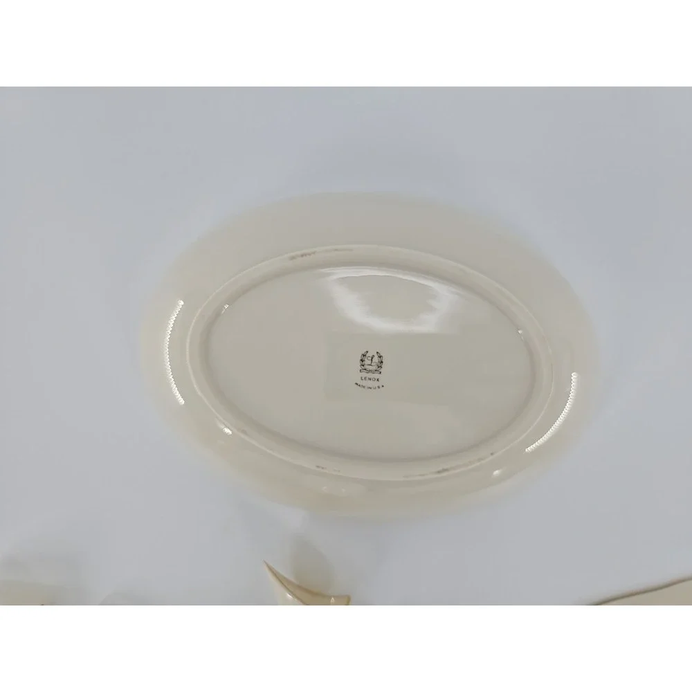 2 LENOX Sleek Creamy W/Gold Trim Pitchers In Bowl +Floral Bird Anniversary Plate